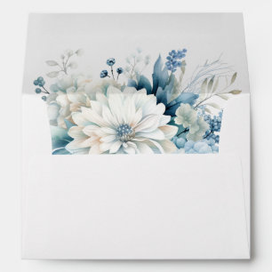 Dusty Blue Wildflower Wedding Envelope