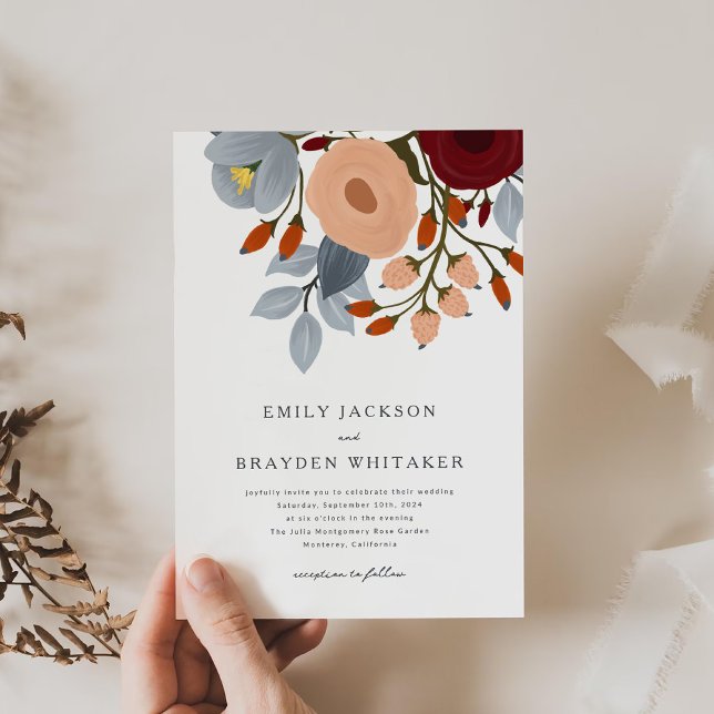 Dusty Blue Wildflower Wedding Invitation (Creator Uploaded)