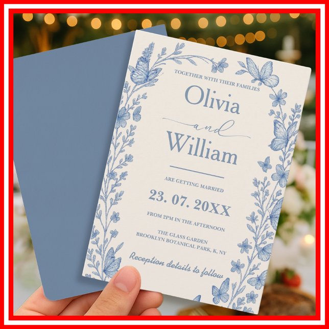Dusty Blue Wildflower Wedding Invitation (Creator Uploaded)