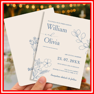 Dusty Blue Wildflower Wedding Invitation