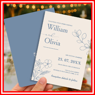 Dusty Blue Wildflower Wedding Invitation