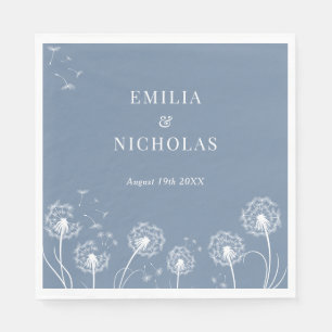 Dusty Blue Wildflower Wedding Napkin