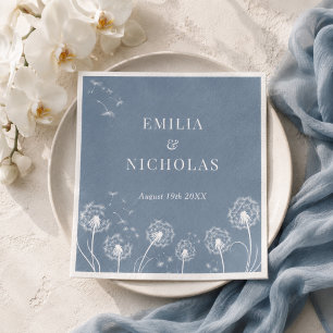 Dusty Blue Wildflower Wedding Napkin
