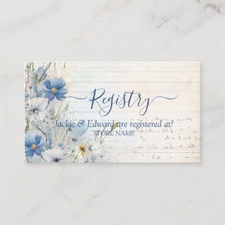 Dusty Blue Wildflower Wedding Registry  Enclosure Card