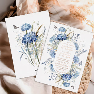 Dusty Blue Wildflower Wedding Rose Gold