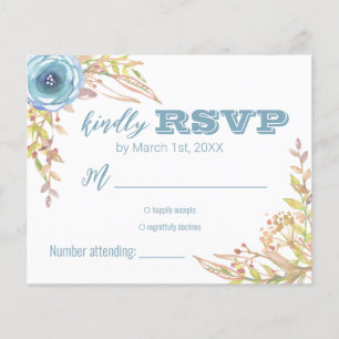 Dusty Blue Wildflower Wedding RSVP