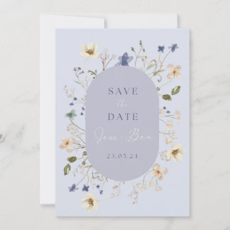 Dusty Blue Wildflower Wedding Save the Date Cards