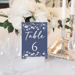 Dusty blue wildflower wedding table numbers