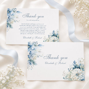 Dusty Blue Wildflower Wedding Thank You Card