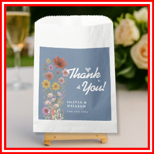 Dusty Blue Wildflower Wedding Thank You Favour Bags