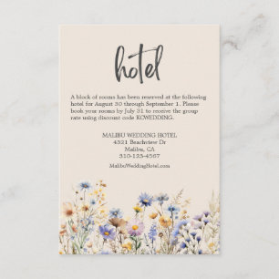 Dusty Blue Wildflowers Elegant Beige Wedding Hotel Enclosure Card