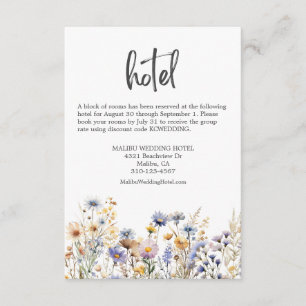 Dusty Blue Wildflowers Elegant Wedding Hotel Enclosure Card
