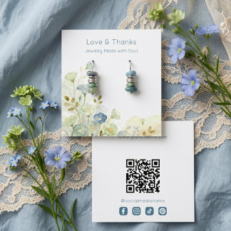 Dusty Blue Wildflowers Jewelry Display TMF26 Square Business Card