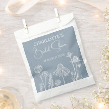 Dusty Blue Wildflowers Sketched Floral