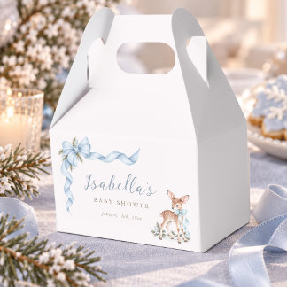 Dusty Blue Winter Baby Boy Shower Thank You Favour Box