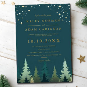 Dusty Blue Winter Floral Eucalyptus Wedding Invitation