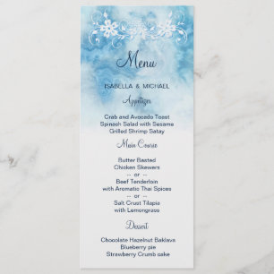 Dusty Blue Winter Script Calligraphy Watercolor Menu