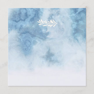 Dusty Blue Winter Script Calligraphy White Branch Invitation