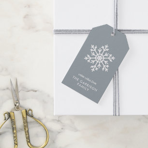 Dusty Blue Winter Snowflake Holiday Gift Tags