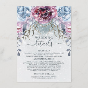 Dusty Blue Winter Wedding Details Enclosure Card