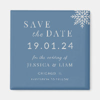 Dusty Blue Winter Wedding Save the Date