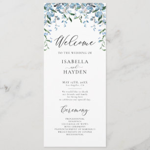 Dusty Blue Wisteria Flowers Spring Floral Wedding Programme