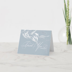 Dusty Blue with White Eucalyptus Foliage Thank You Card