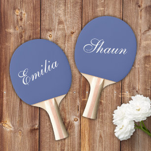 Dusty Blue with White Typography Ping Pong Paddle