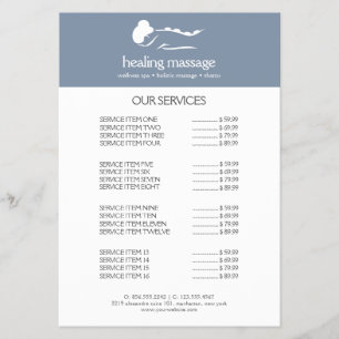 DUSTY BLUE WOMAN STONE MASSAGE Wellness Day Spa Flyer