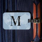 Dusty Blue World Map Script Monogram