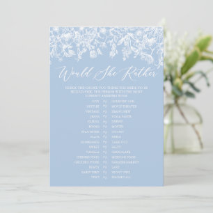 Dusty Blue Would She Rather Bridal Shower Game Invitation