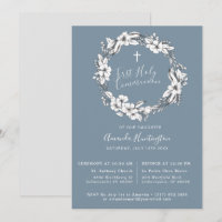 Dusty Blue Wreath First Holly Communion