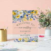 Dusty Blue & Yellow Watercolor Wildflower Welcome