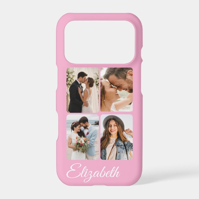 Dusty Blush 4 Photo Personalised Name Case-Mate  (Back)