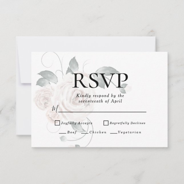 Dusty Blush Floral RSVP | Menu Choice (Front)