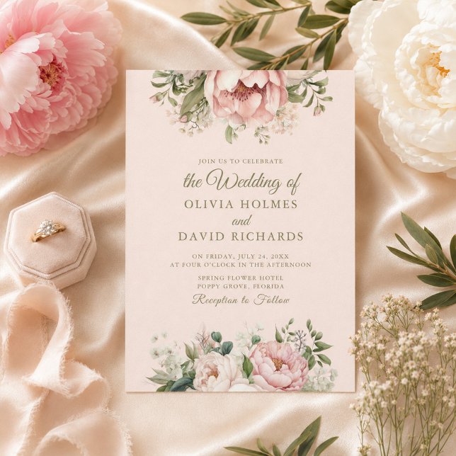 Dusty Blush Floral Wedding Invitation (Dusty Blush Floral Wedding Invitation)