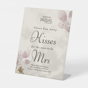 Dusty Blush Guess How Many Kisses Bridal Shower Pedestal Sign