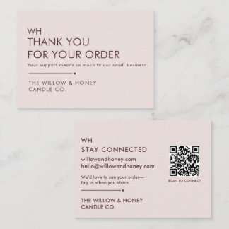 Dusty Blush Minimalist Business Thank You Insert