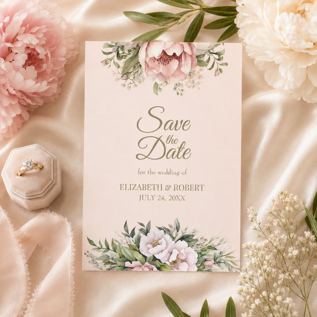 Dusty Blush Peony Save the Date (Dusty Blush Peony Save the Date)