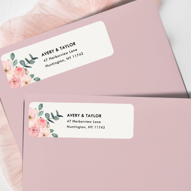 Dusty Blush Pink Floral Return Address Label (Dusty Blush Pink Floral Return Address Label)
