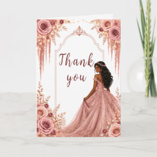 Dusty Blush Pink Floral Sweet Sixteen Party Thank You Card