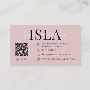 Dusty Blush Pink Hair And Makeup Business Card