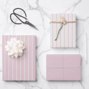 Dusty Blush Pink Pinstripe - Classic Minimalist Wrapping Paper Sheet