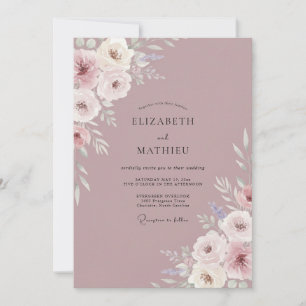 Dusty Blush Ranunculus Eucalyptus Wedding Invitation