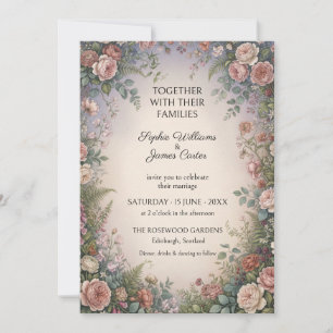 Dusty Blush Rose Garden Wedding Invitation