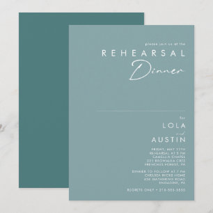 Dusty Boho Blue and Green Rehearsal Dinner Invitation