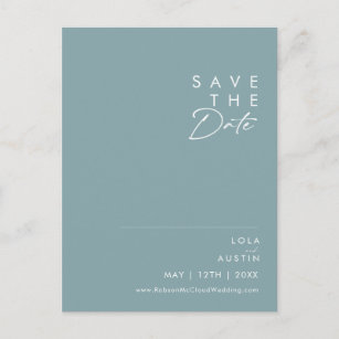 Dusty Boho   Blue and Green Save the Date  Invitation Postcard