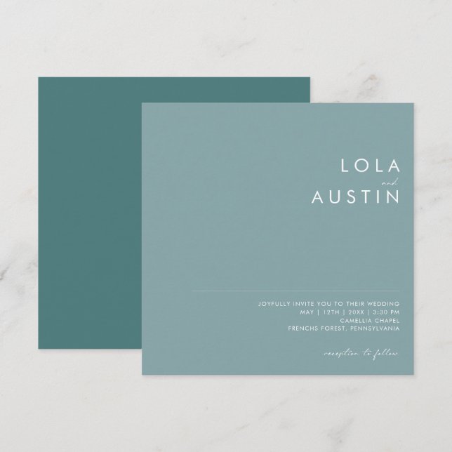 Dusty Boho | Blue and Green Square Invitation (Front/Back)