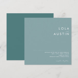 Dusty Boho Blue and Green Square Invitation