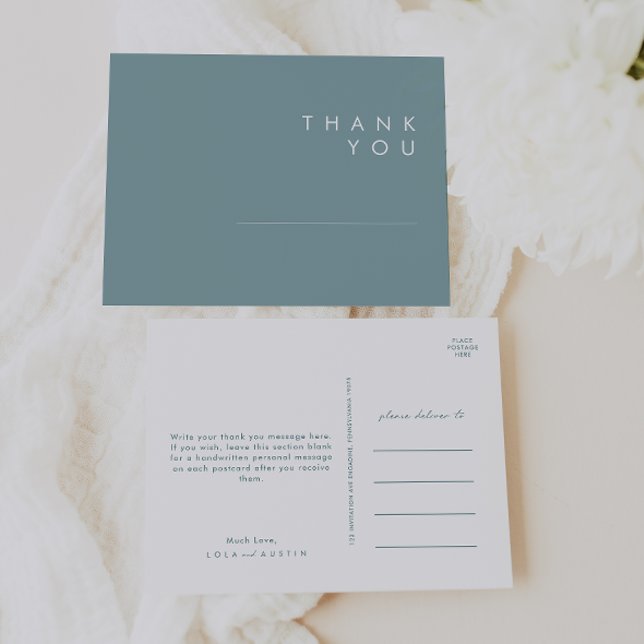 Dusty Boho | Blue and Green Wedding Thank You Postcard (Creator Uploaded)